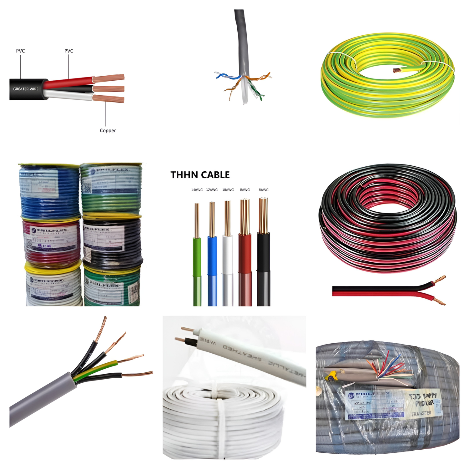 THHN auto wire for sale collection featuring various durable electrical wires and cables for residential and industrial use