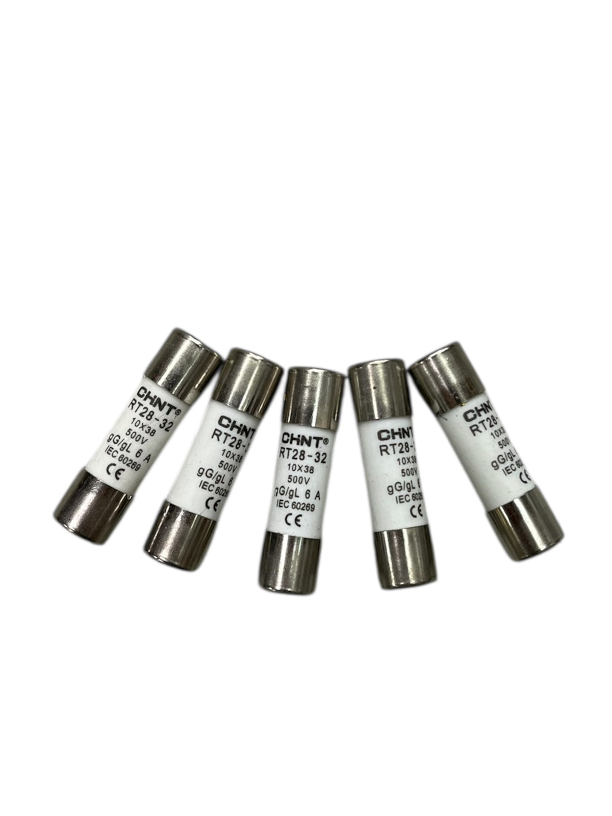 Ceramic fuse 500v set of five reliable electrical protection fuses with metal end caps and white labels