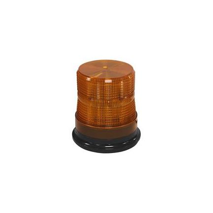 High-visibility amber LED safety warning lamp with durable base for industrial and emergency use