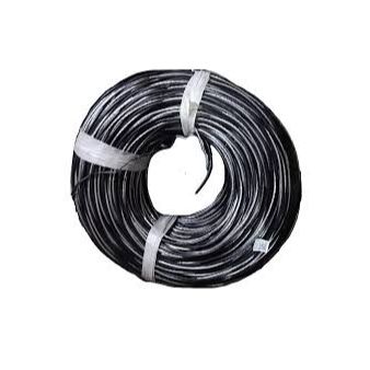 Coiled black durable service drop wire for electric source used in overhead electrical power delivery