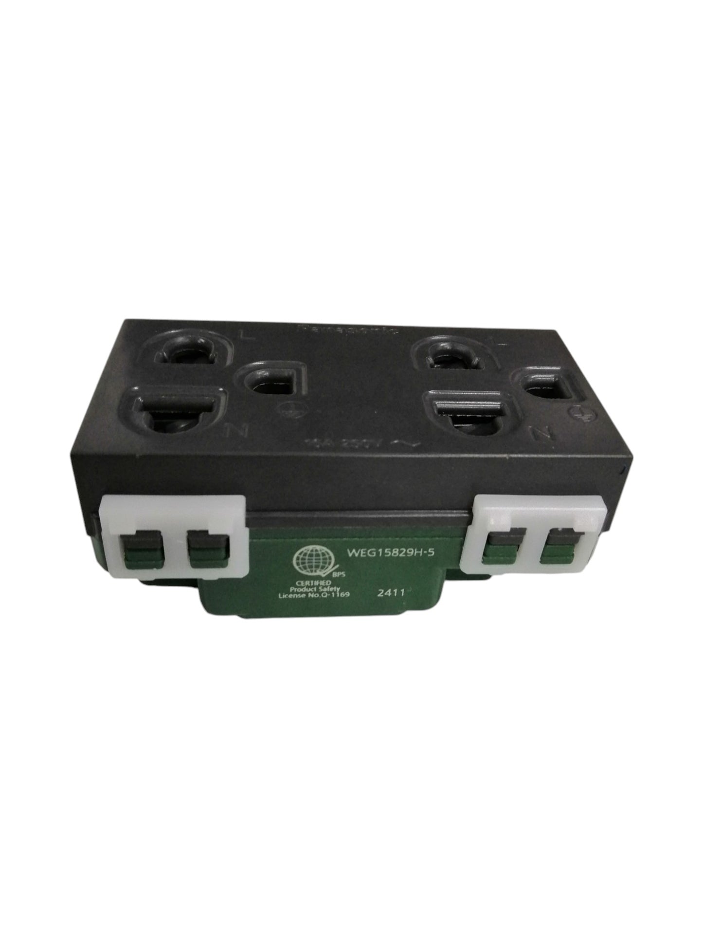 Panasonic Duplex Universal Outlet with Ground and Plate, 2 Gang Convenience Outlet with Ground and Plate 16A 250V Wide Color Refina Series Metallic Gray WEG6803MH-1/WEG15829H-5