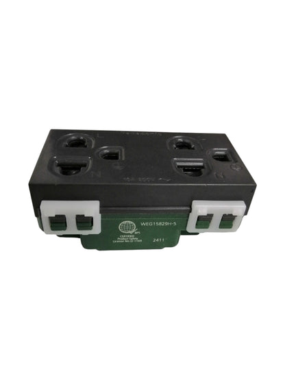 Panasonic Duplex Universal Outlet with Ground and Plate, 2 Gang Convenience Outlet with Ground and Plate 16A 250V Wide Color Refina Series Metallic Gray WEG6803MH-1/WEG15829H-5