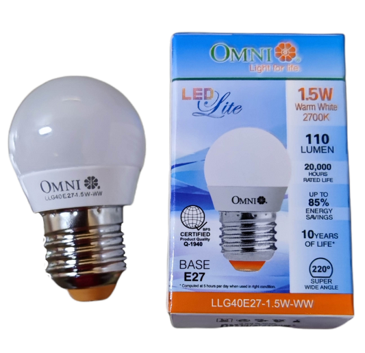 Omni 1.5W LED Bulb 220V Available in Warm White or Daylight E27