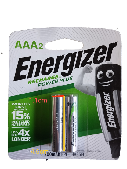 Energizer AAA Rechargeable Battery 700mAh BP2 NIMH HR03 Pack of 2