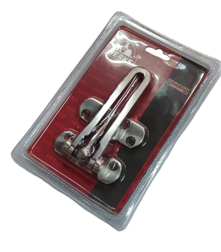 Double Lock Door Guard Satin Nickle 108 x 68 x 21mm Zinc Alloy Door Chain Mode ( Herks) HD1002SN