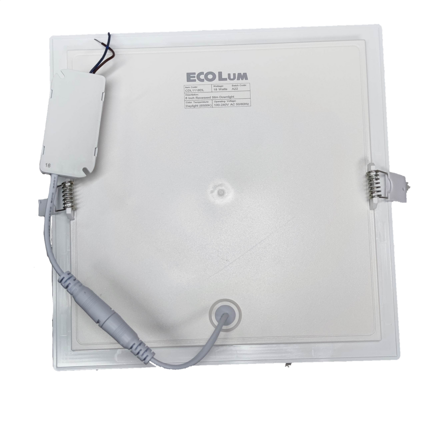 Ecolum 18W LED Downlight Square 220V Daylight Recessed , 8" Square LED Downlight 220V Daylight 20cm x20cm Cut Out Flush