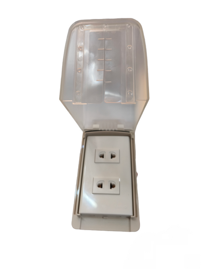 Omni Weatherproof 2 Gang Universal Outlet 15A 250V with Plate Cover WPP-605+WWP-112+(WWU-200x2)