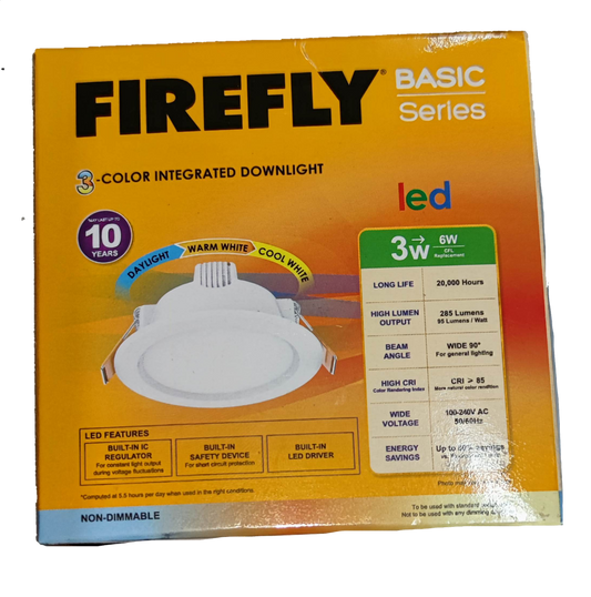 Firefly 3W LED Downlight Tri Color 220V 3000k, 4000k, 6500K EDL222203TC