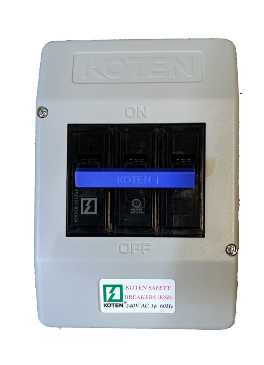Koten 50A Circuit Breaker with Enclosure 3 Pole 3 Phase KSB ( Koten) ECB, MCB PVC enclosure, Circuit Breakers
