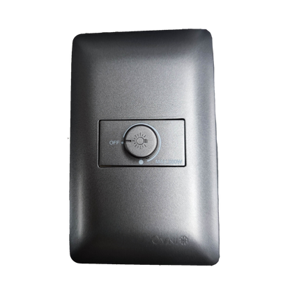 Omni 1 Gang 500W Dimmer Switch 220V in sleek silver design with adjustable knob for customized lighting