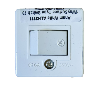 Anam 1 Gang Switch 6A 250V Surface type in white for easy operation and installation