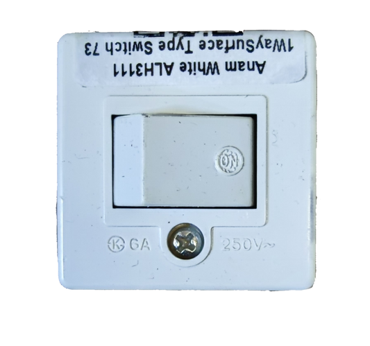Anam 1 Gang Switch 6A 250V Surface type in white for easy operation and installation