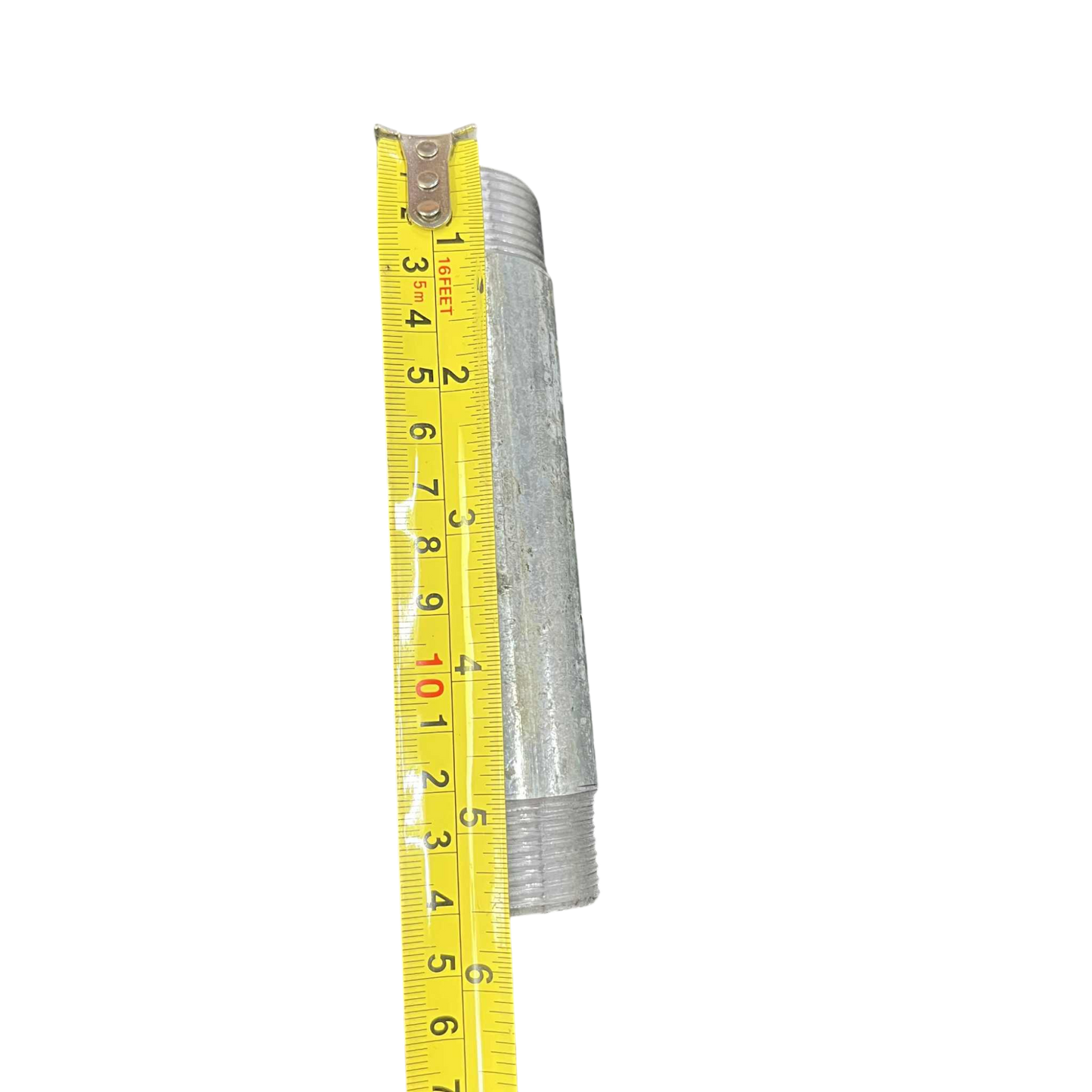 1 inch EMT conduit nipple with threaded ends, measuring 10 inches in length for electrical conduit installation