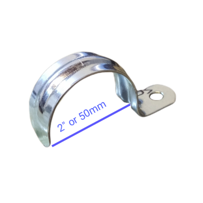 2 inch metal pipe clamp made of malleable metal for secure pipe mounting and support