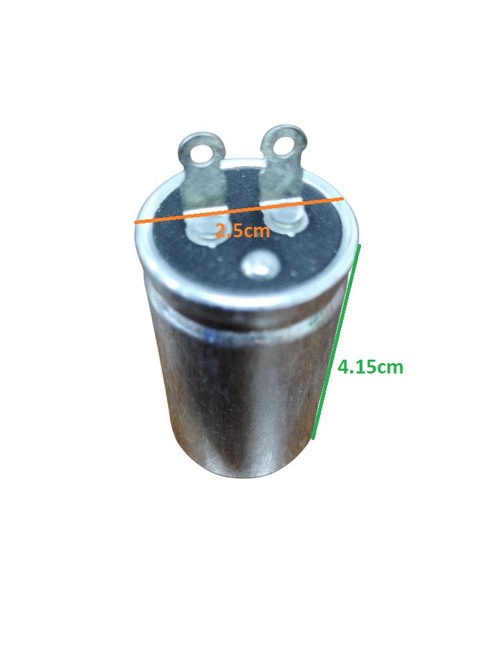 1.7UF motor running capacitor made in Japan with metal casing and two electrical terminals