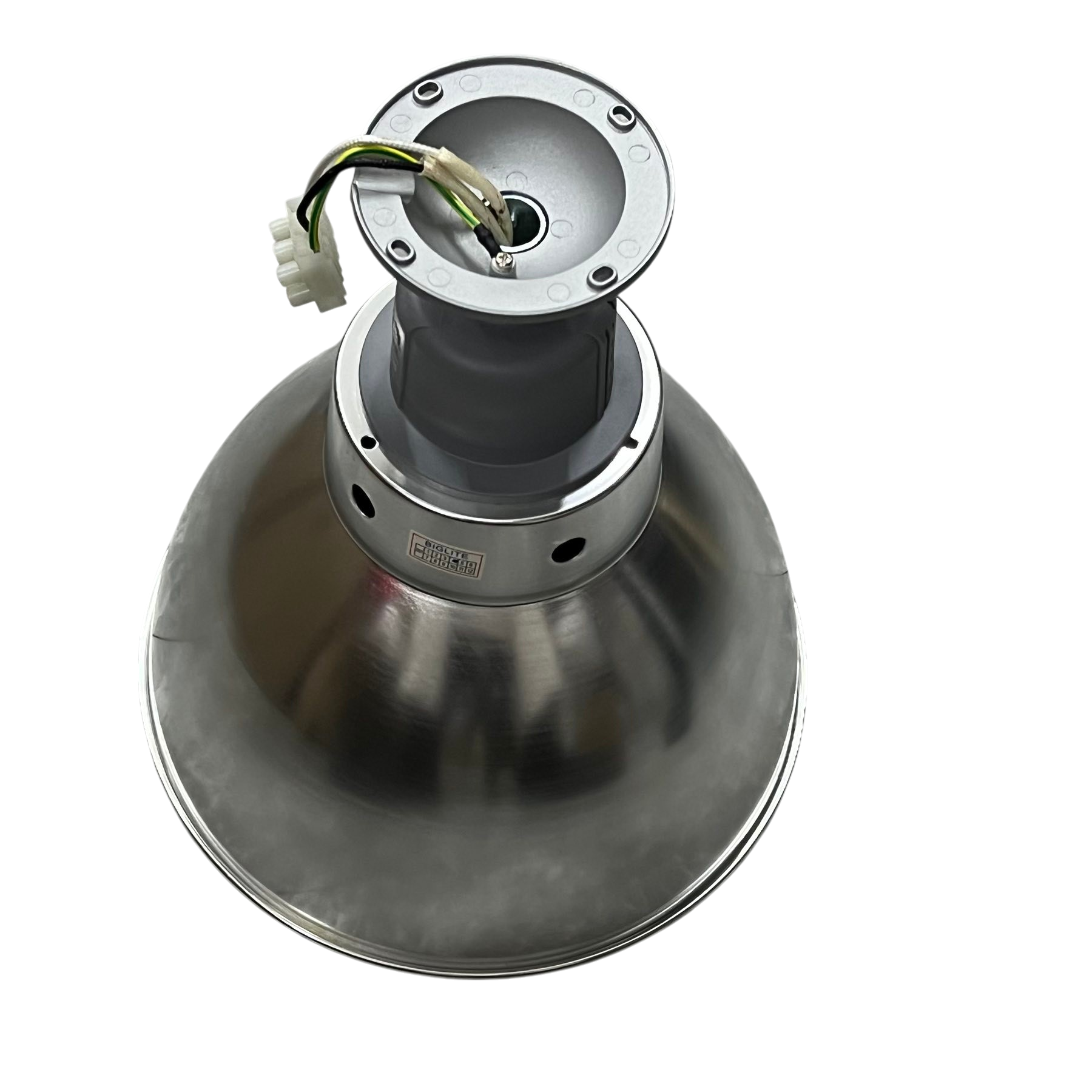 Biglite 10 inch aluminum reflector light with wiring and mounting components for lighting installation