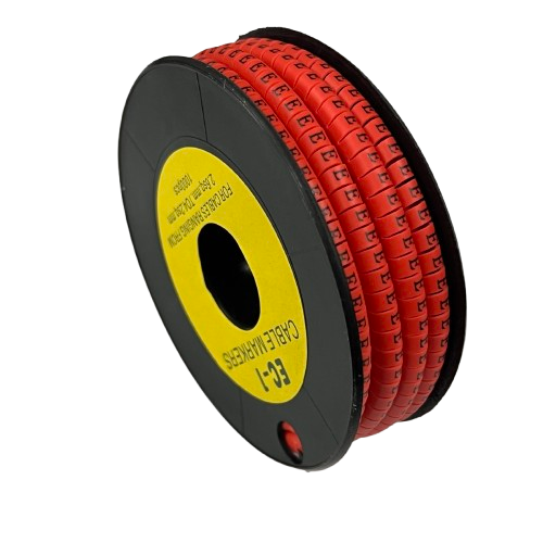 1000pcs Cable Marker Red - E on a spool for organized cable management and easy identification