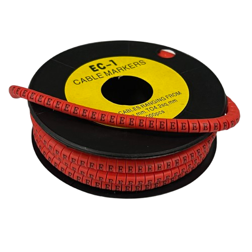 1000pcs Cable Marker Red - E on spool for organized cable management and identification