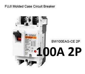 Fuji MCCB Molded Case Circuit Breaker BW100EAG-CE 100A 2Pole 25kAIC@230VAC, 10kAIC@380/440VAC, 7kAIC@500VAC Dimension (mm )50(W)x 100(H)x 60(D)