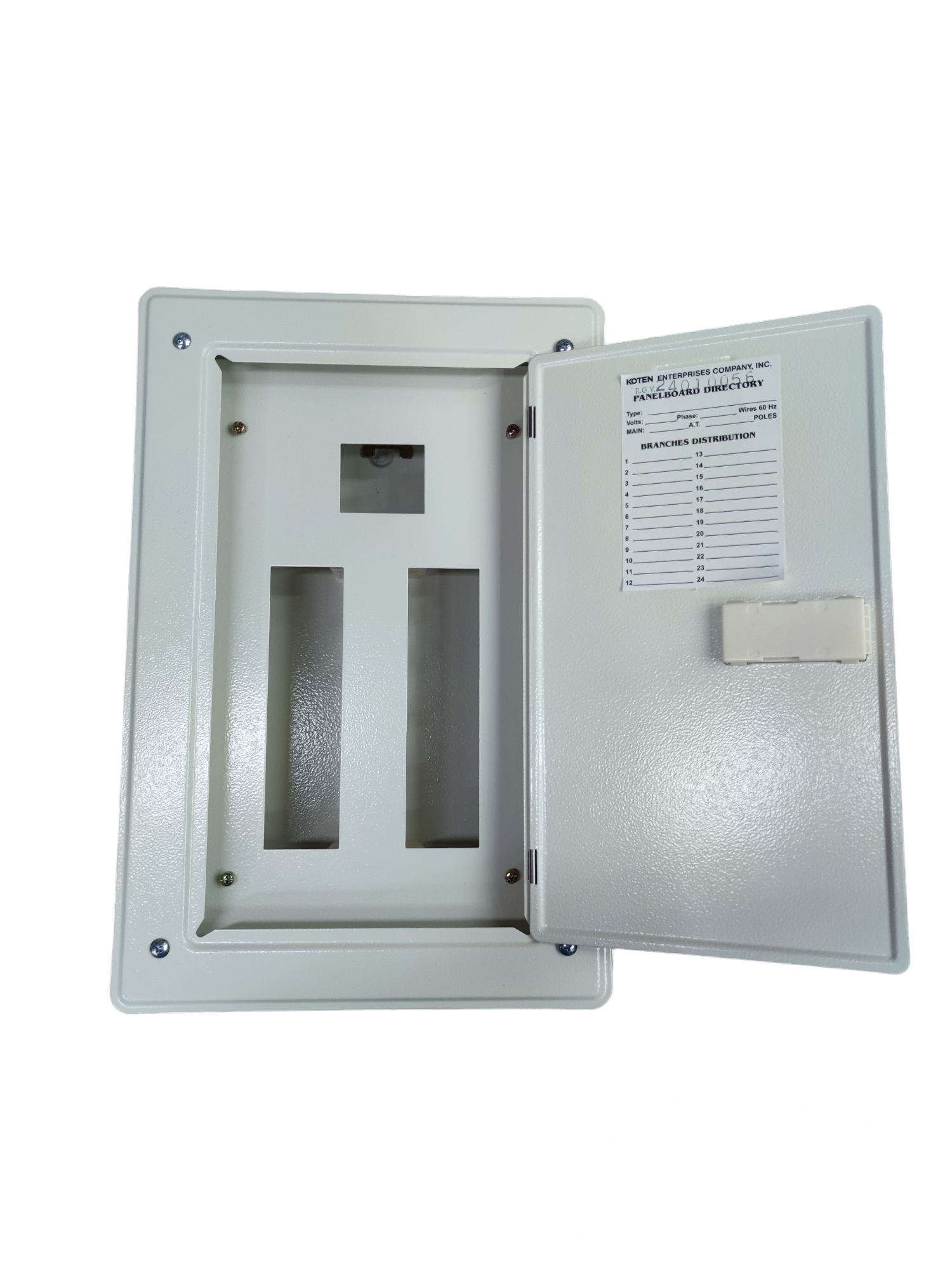 Koten & Himel 100A 2 pole panel board with breakers designed for electrical distribution and protection