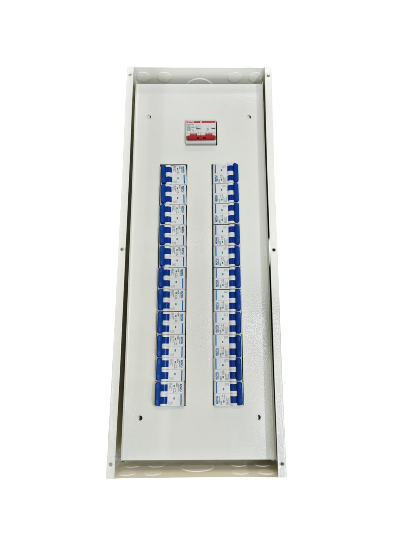 Royu Himel 100A panel board 2 pole with multiple circuit breakers in white metal enclosure