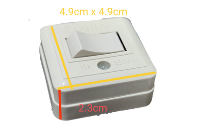 Omni 10A 220V wall light switch in white with a sleek design and compact size for easy installation