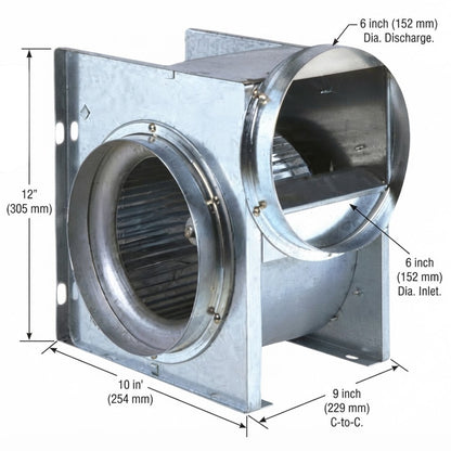 KDK 150mm (6 Inches) Mini Sirocco Ducted Fan, 425/349 CFM, 220V 16CGB15