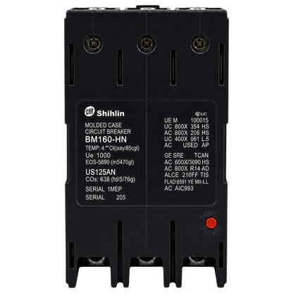 Shihlin 160A 3P Molded Case Circuit Breaker 85 KAIC 220V MCCB BM160HN3P160A