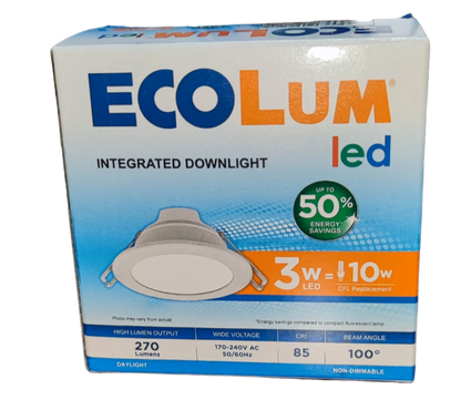 Ecolum 3W LED Downlight Daylight 6500K 220V