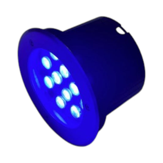 Blue underwater light with LED bulbs on a white background