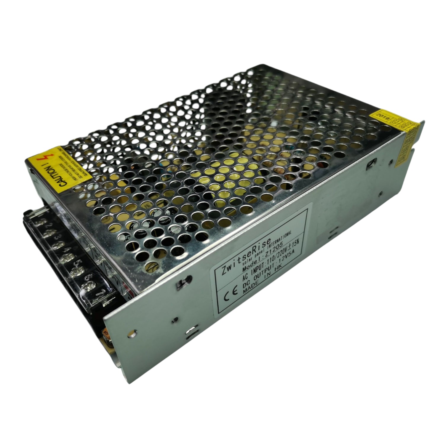 ZwitseRise 12V 5A power supply for CCTV with metal casing and ventilation for safety and durability