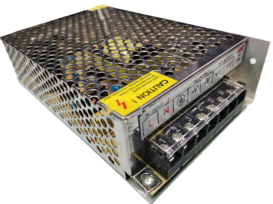 ZwitseRise 12V 5A power supply for CCTV with metal casing and caution label for secure operation