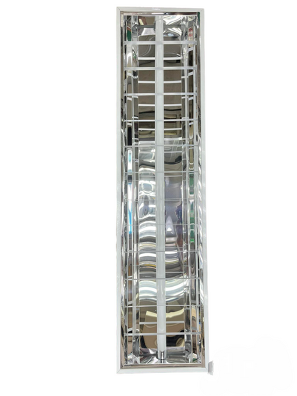 Firefly 12x48 LED fluorescent fixture with reflective metal housing for bright energy-efficient lighting