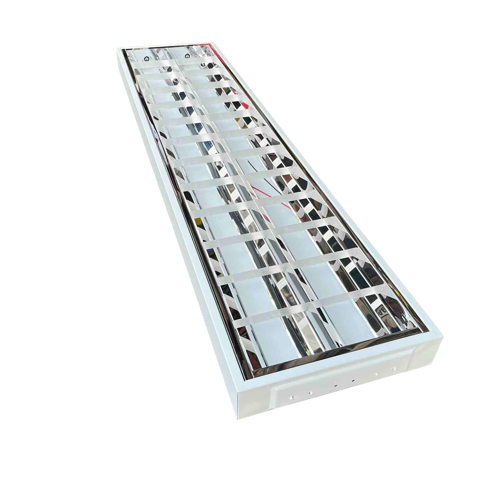 Light Master 12x48 lighting fixture for LED fluorescent tubes with reflective metal grid design