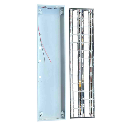 Light Master 12x48 lighting fixture for LED fluorescent tubes with metal housing and reflective grille