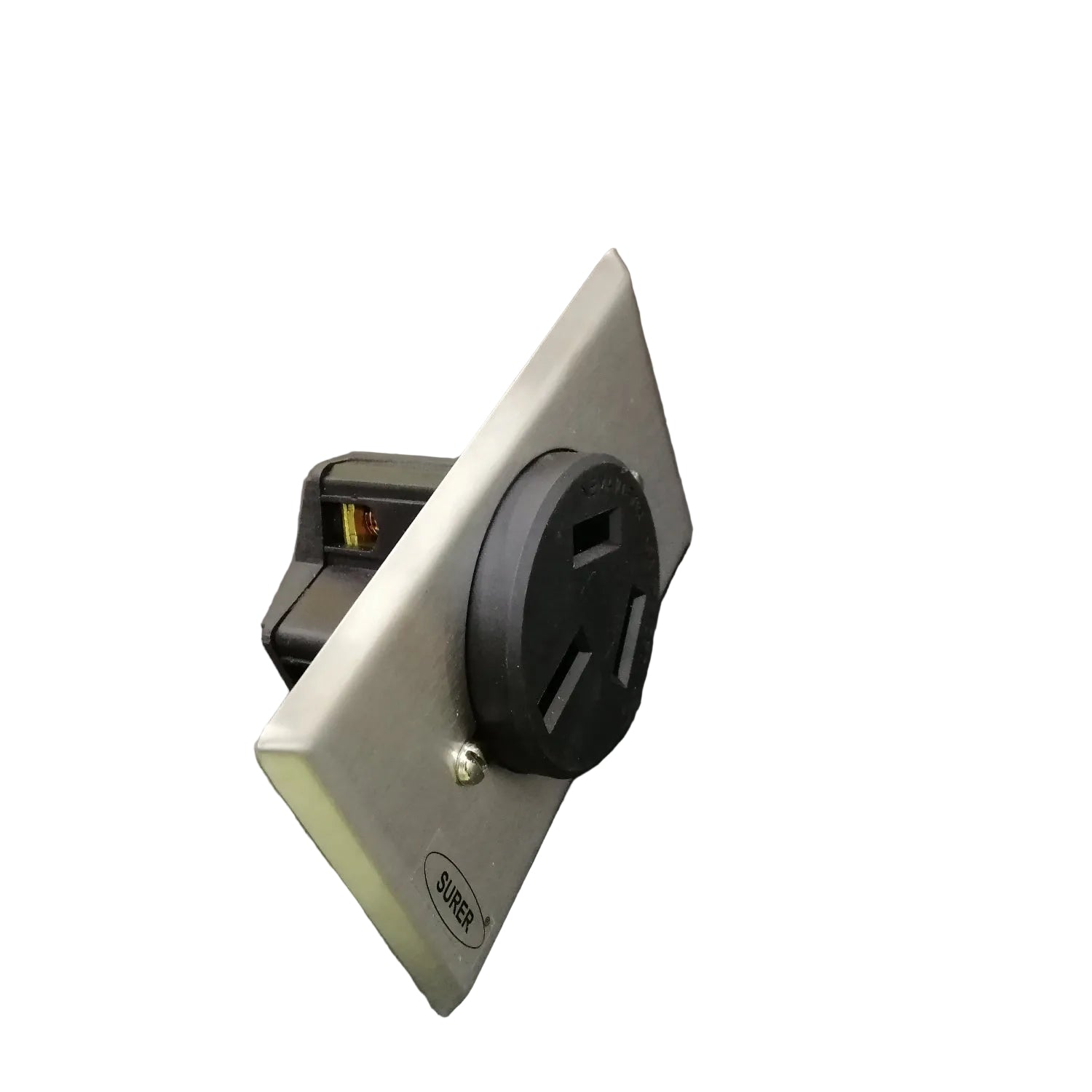 Surer 13-171 NEMA 10-50R Power Outlet, Flush Mount (50A 250V) 3P 3-Wire Non-Grounding Receptacle with SS Plate