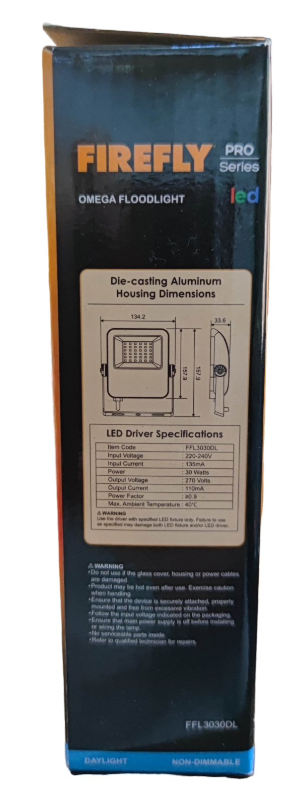 Firefly 30W LED Floodlight 220V Daylight 6500K FFL3030DL Omega Series Flood light