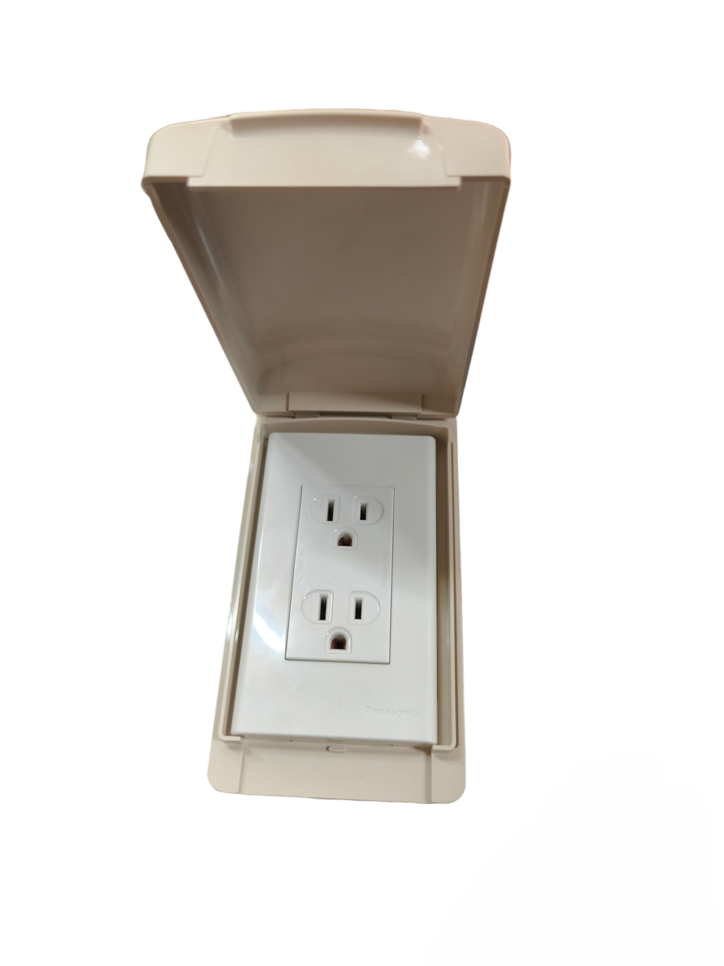 Panasonic & Omni Weatherproof Duplex Flat Pin Outlet 15A 250V with Plate WPP-602/WEG6803W-1/WEG1512-5