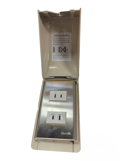 Omni Weatherproof 2 Gang Flat Pin Outlet 15A 250V WPP-601+WWP-112S+(WWR-200x2)