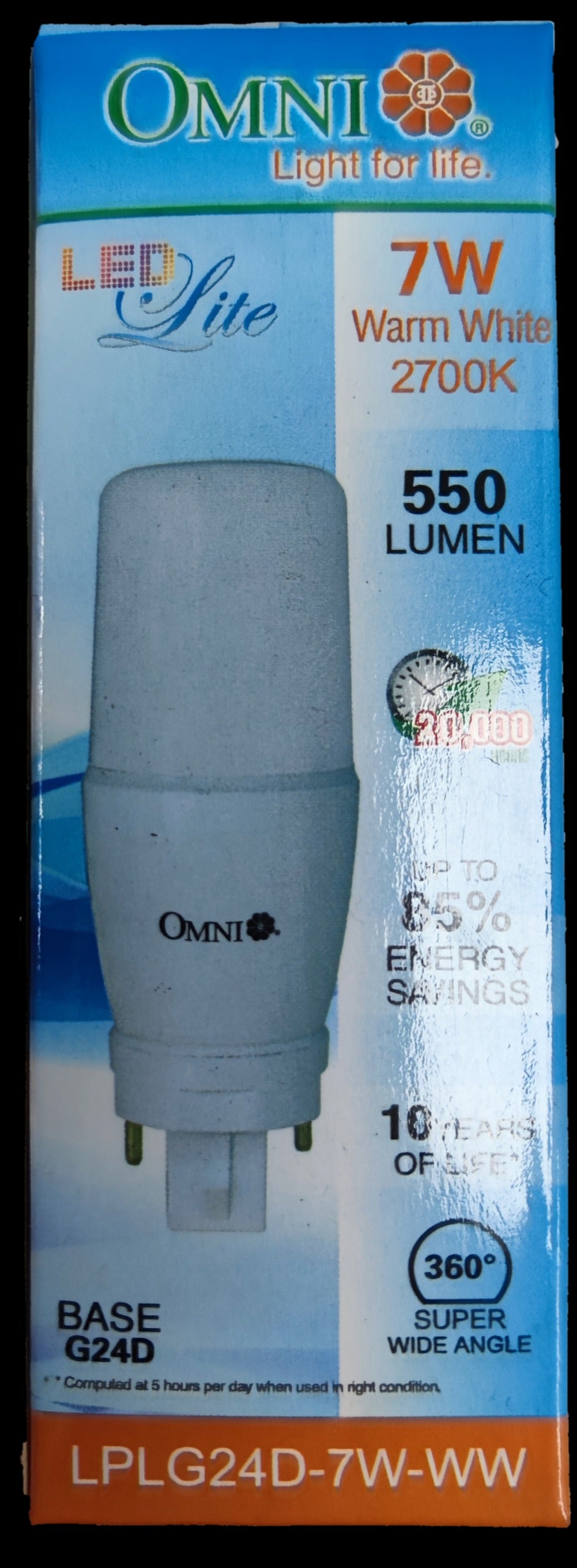 Omni LED 7W Pinlight G24D Socket Warm White 220V