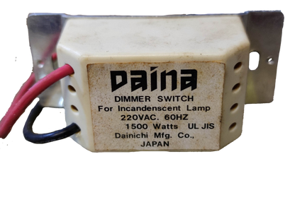 1500W Dimmer Switch 220V Slide Type Device for incandescent lamps from Dainichi Mfg Co