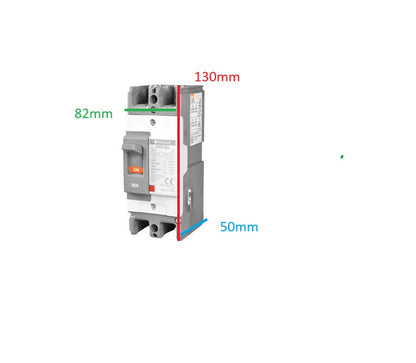 LS 15A 2 pole molded case circuit breaker with dimensions 130mm x 82mm x 50mm for electrical protection