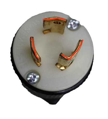 15A twist lock plug NEMA L5-15P with durable design and gold contacts for secure electrical connections