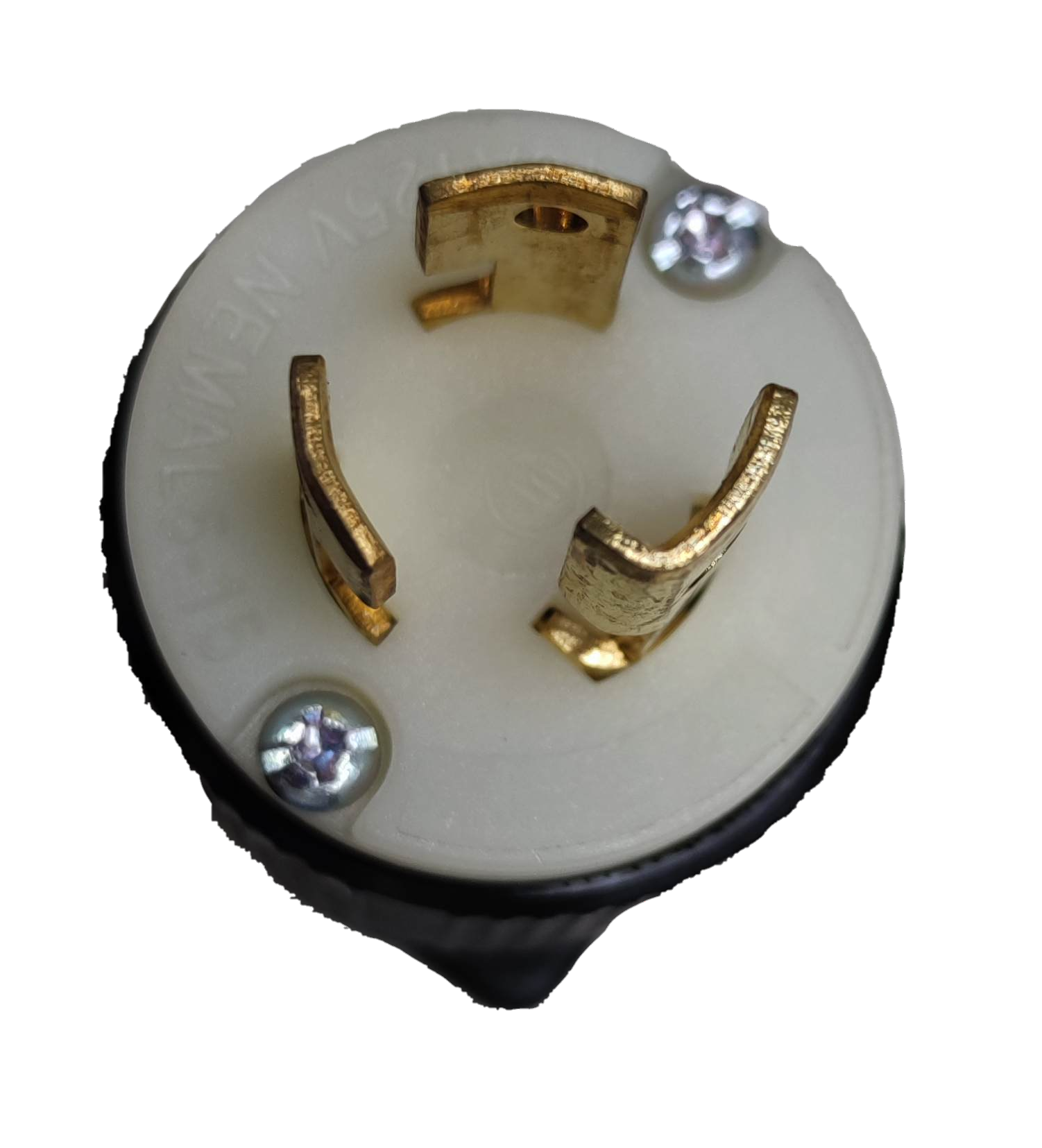 15A twist lock plug NEMA L5-15P by Grippes showing three prongs and durable construction