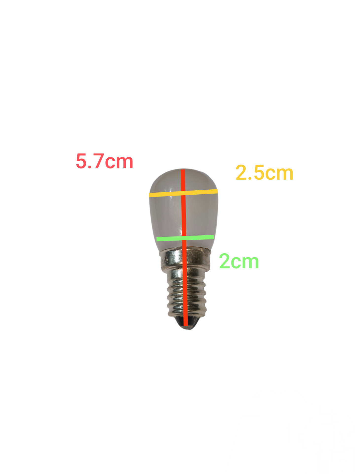 15W E14 pygmy bulb frosted incandescent bulb from China with measurements shown