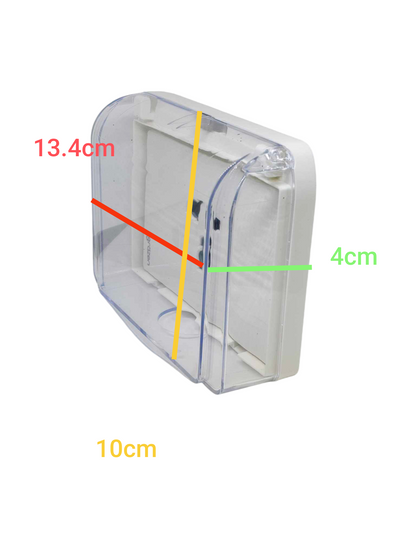 Grazen 16A 220V outdoor electrical socket cover with dimensions of 13.4cm by 10cm, offering weather protection.