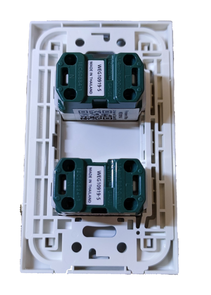 Panasonic 16A 250V double outlet with plate designed for reliable electrical connections