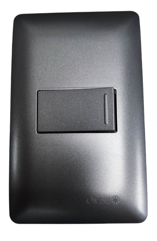 Omni 16A 250V modern wall switch in sleek black finish for contemporary interiors