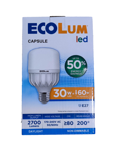 Ecolum 30W LED Bulb E27 Capsule 220V