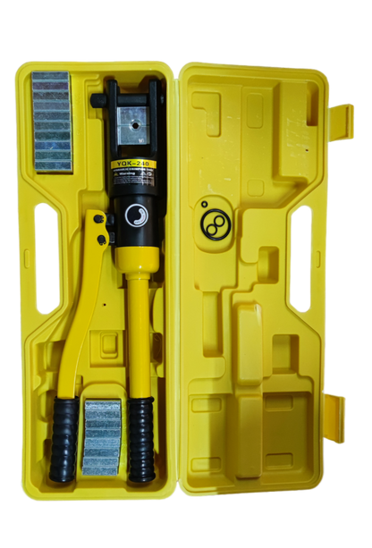 Grippes 16mm to 240mm cable crimping pliers in a yellow carrying case for efficient wire crimping